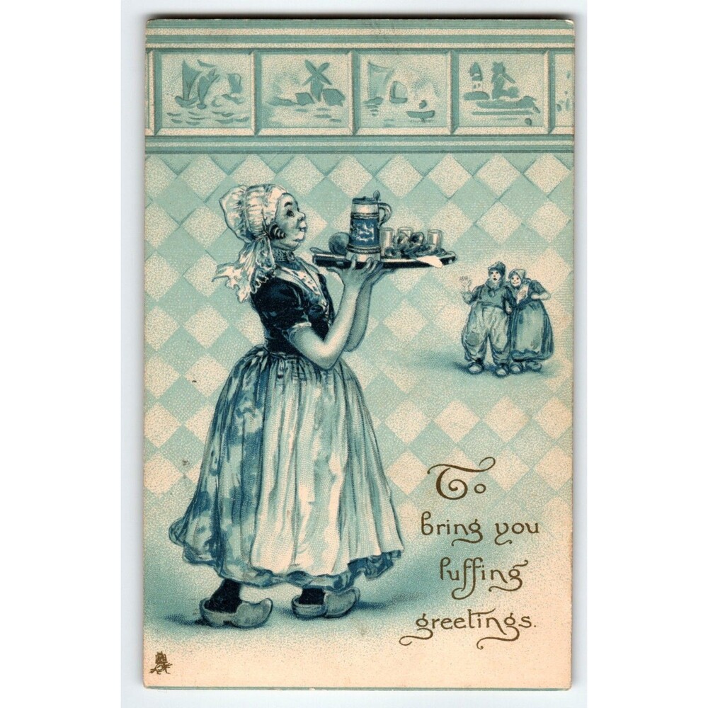 Vintage 1911 Tuck's Postcard Dutch Girl Serving Tray – Unsigned Frances Brundage